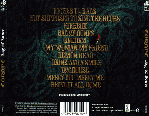 Europe  Bag Of Bones : Back